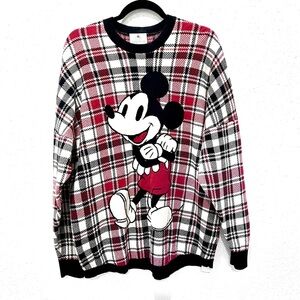 Disney Red and Black Crewneck Mickey Mouse Sweater M